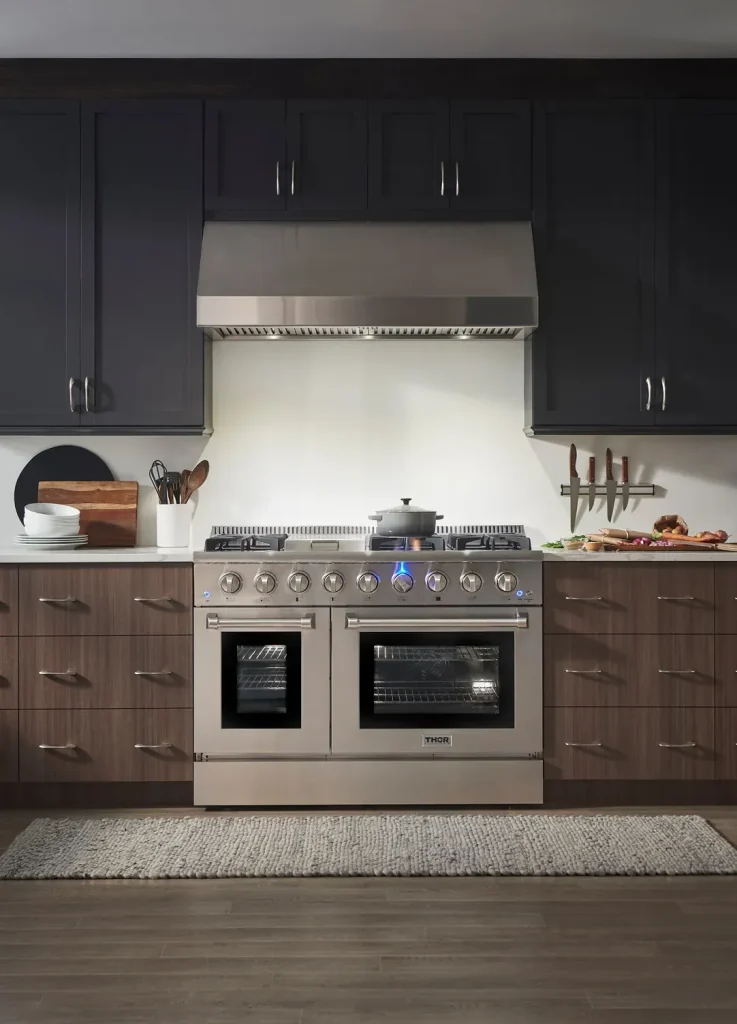 THOR Kitchen 48-inch professional gas range in a white kitchen