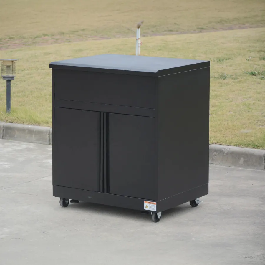 THOR Kitchen outdoor storage cart module on casters in black